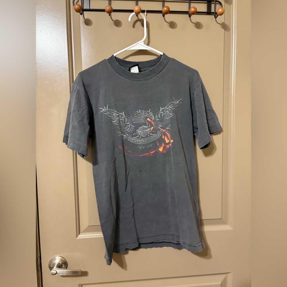 Harley-Davidson Gray and Orange Graphic Tee